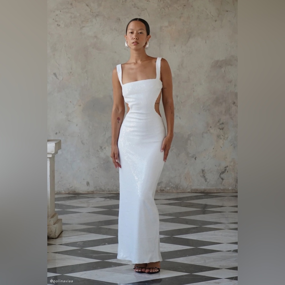 MESHKI Adoria Sequin Cut Out Maxi Dress